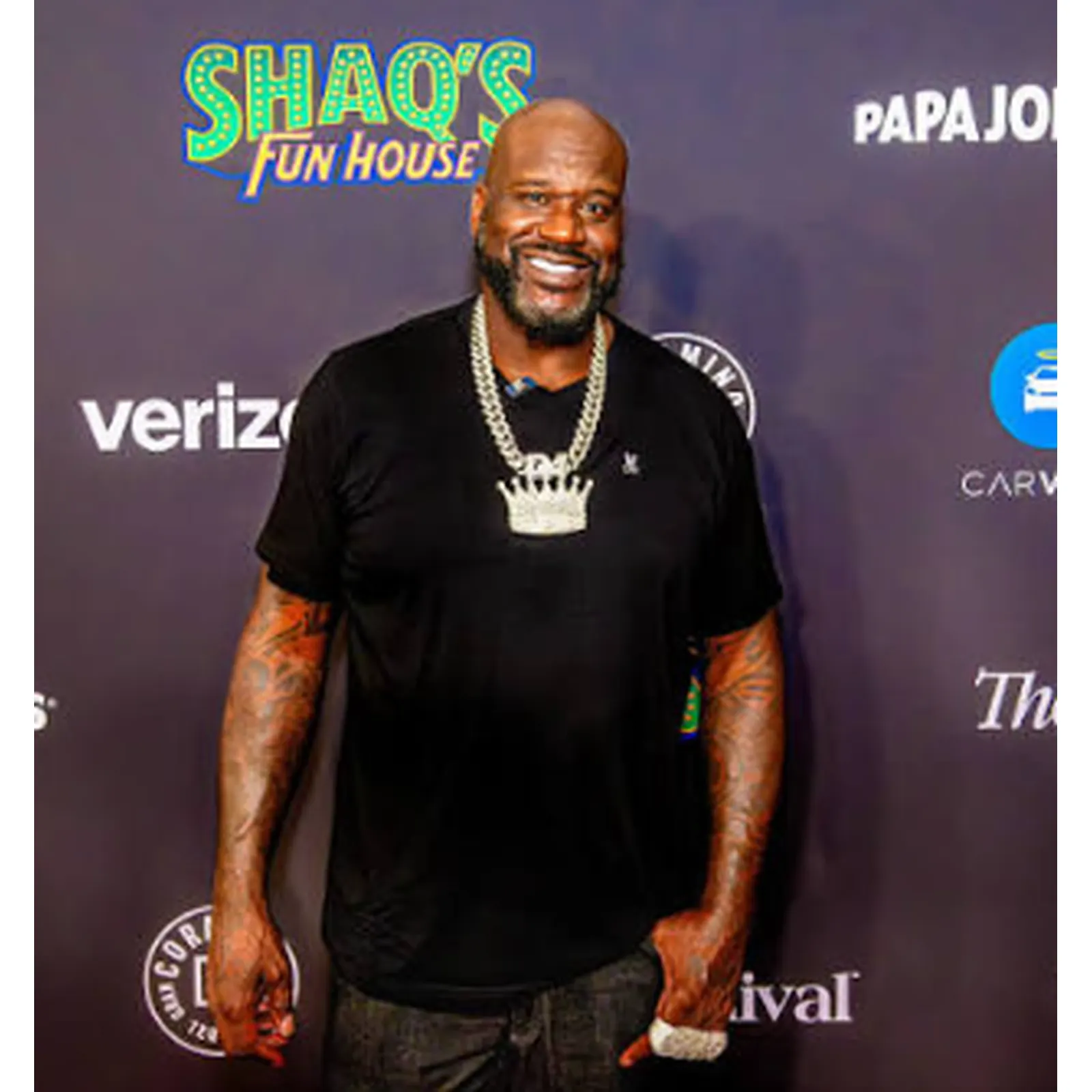 Shaquille O’Neal speaking at an event
